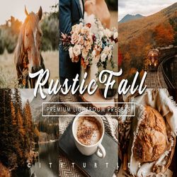 rustic fall lightroom presets pack for desktop & mobile, moody warm tones, outdoor lifestyle portraits - premium photogr