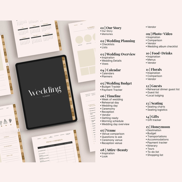 Digital Wedding Planner for iPad Goodnotes, 160 Page Wedding Planner, Wedding Itinerary, Wedding To Do List, Checklist (10).jpg