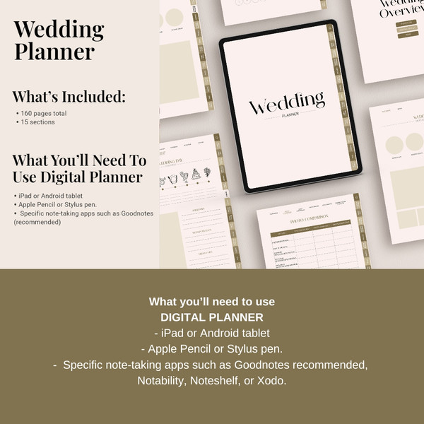 160 Page Digital Wedding Planner for iPad Goodnotes, Complete Wedding Planner, Itinerary, Budget, To Do List, Checklist (3).jpg