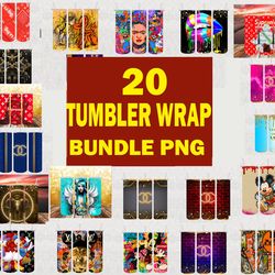 20 tumbler logo brand bundle design png, fashion tumbler wrap, sublimation designs downloads