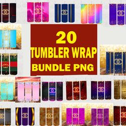 20 tumbler logo brand bundle design png, fashion tumbler wrap, sublimation designs downloads