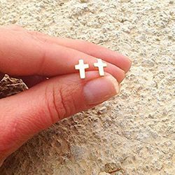 cross earrings - studs earrings - small post earrings - tiny studs - simple earrings - everyday jewelry - delicate studs