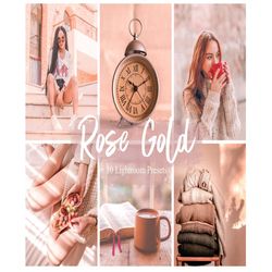 10 rose gold lightroom mobile & desktop presets , rose gold theme , rose presets , instagram filter , blogger presets ,