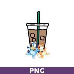 bluey and bingo iced coffee png, bluey png, bluey coffee png, bluey iced coffee png, bluey dog png - download file
