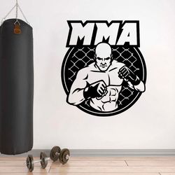 MMA Fighter, Logo MMA Mixed Martial Arts Car Stickers Wall Sticker Vinyl Decal Mural Art Decor