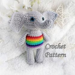 Elephant Rainbow Baby Rattle Crochet Pattern Amigurumi tutorial