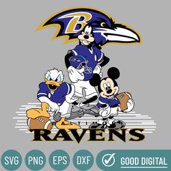 Baltimore Ravens Football Mickey SVG Design For Cricut Silhouette Cut Files Layered And Print And Cut, NFL Svg, Ravens S