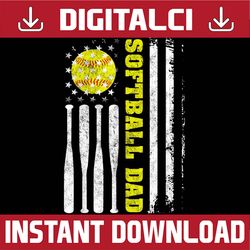 softball dad vintage usa american flag father's day best dad daddy father's day happy father's day png sublimation