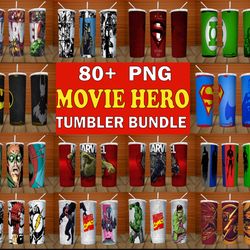 80 design 20oz tumbler png, movie hero tumbler template download