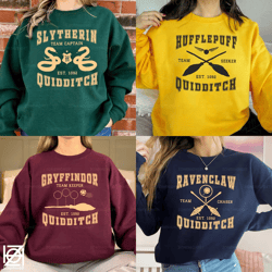 custom name quidditch double sides sweatshirt, hogwarts house sweatshirt, wizard house sweatshirt, wizard school, family