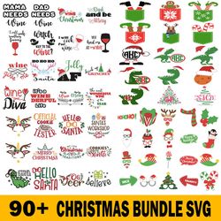 90 christmas bundle svg, merry christmas svg