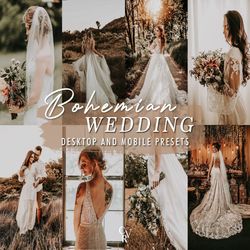10 bohemian wedding lightroom presets. desktop and mobile. 10 different presets. warm, natural, boho, professional