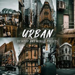 10 urban lightroom presets. desktop and mobile. 10 different presets. aesthetic, film, vintage, visual, street photograp