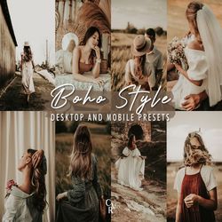 10 Boho Style Lightroom Presets. Desktop And Mobile. 10 Different Presets. Bohemian, Brown, Moody, Warm, Wedding Presets