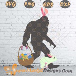 Easter bigfoot with basket bunny rabbit svg pNG dxf Eps
