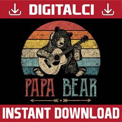 cute papa bear vintage father's day retro dad guitar best dad daddy father's day happy father's day png sublimation
