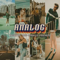 10 analog lightroom presets. desktop and mobile. 10 different presets. vintage, retro, washed, moody, classic film prese
