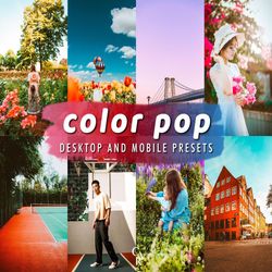 10 colorful vibrant lightroom presets. desktop and mobile . 10 different presets. rainbow bright radiant color pop glow