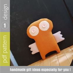 yellow owl sewing pattern pdf, tutorial in english, animal doll sewing diy