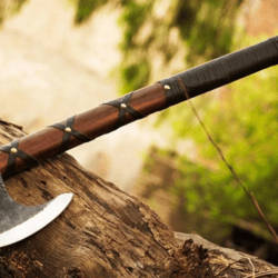 21 hand-forged viking carbon steel tomahawk axe with integral design and leather handle