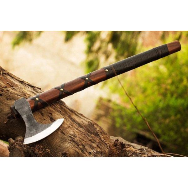 21 Hand-Forged Viking Carbon Steel Tomahawk Axe with Integral Design and Leather Handle (1).png