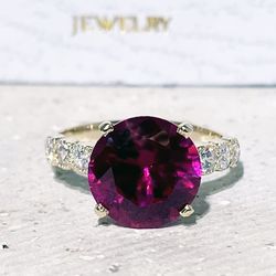 ruby ring - gold ring - july birthstone - gemstone band - statement ring - engagement ring - prong ring - round ring