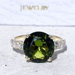 peridot ring - august birthstone - statement ring - gold ring - engagement ring - round ring - cocktail ring