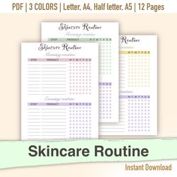 Skincare Routine, Skincare Routine checklist, Skincare Routine template, Skincare routine printable, Skincare routine tr
