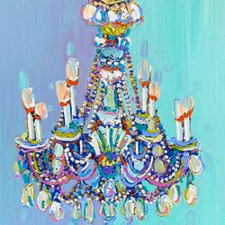 Modern Chandelier Made to order  Original oil painting on canvas  Expressionism  Abstract Art Galainart Wall decor Naive