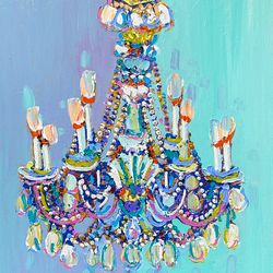modern chandelier made to order  original oil painting on canvas  expressionism  abstract art galainart wall decor naive