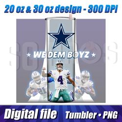 Dallas Cowboys Tumbler full wrap, Tumbler Dallas Cowboys personalized full wrap, Cowboys tumbler temlate 20 oz and 30 oz