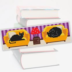Cross stitch bookmark pattern Cats in the chair, Embroidery pattern, Cat bookmark cross stitch, Digital pattern