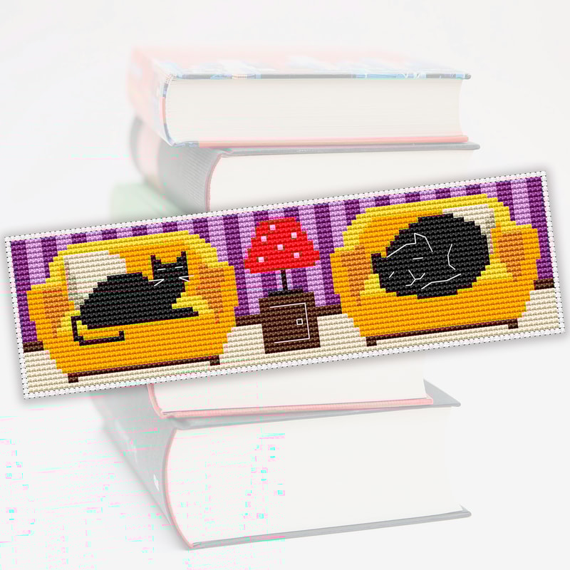 cross stitch bookmark pattern cute Cats