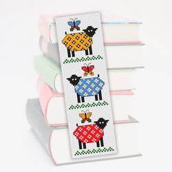 Cross stitch bookmark pattern Summer Sheep, Modern sampler, Embroidery pattern, Cute bookmark cross stitch