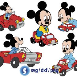 mickey baby car race svg, disney mickey mouse racing svg, disney cars baby svg