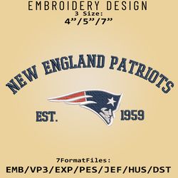 New England Patriots Embroidery Designs, NFL Logo Embroidery Files, NFL Patriots, Machine Embroidery Pattern