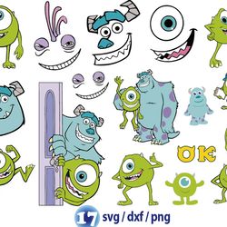 disney monster inc svg, mike wazowski svg, sullivan svg, monster inc png