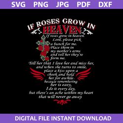 if roses grow in heaven svg, mom quote svg, mother's day svg, png jpg pdf dxf digital file