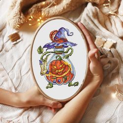 pumpkin elixir cross stitch pattern, potion jar cross stitch chart, halloween cross stitch, counted cross stitch, pdf