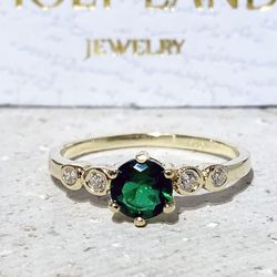 Emerald Ring - May Birthstone - Gold Ring - Stacking Ring - Dainty Ring - Tiny Ring - Simple Ring - Delicate Ring