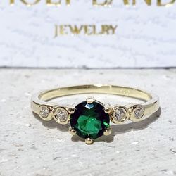 emerald ring - may birthstone - gold ring - stacking ring - dainty ring - tiny ring - simple ring - delicate ring
