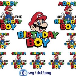 mario bros birthday boy svg, mario bros dad of the birthday boy svg