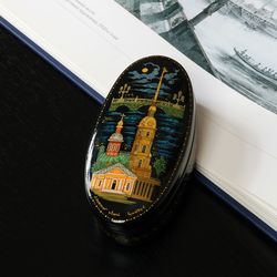 Peter and Paul Fortress lacquer box St Petersburg hand painted decorative art