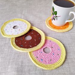 Crochet coasters for beginners pattern Donut crochet pattern Round coaster crochet pattern Crochet tea coaster pattern