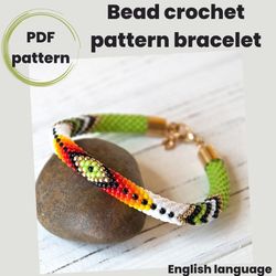 Bead crochet bracelet pattern, PDF file, Pdf pattern bracelet, jewelry patterns, PDF pattern green bracelet