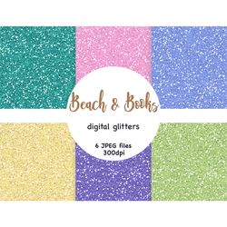 Beach Digital Paper | Rainbow Glitter Background Set