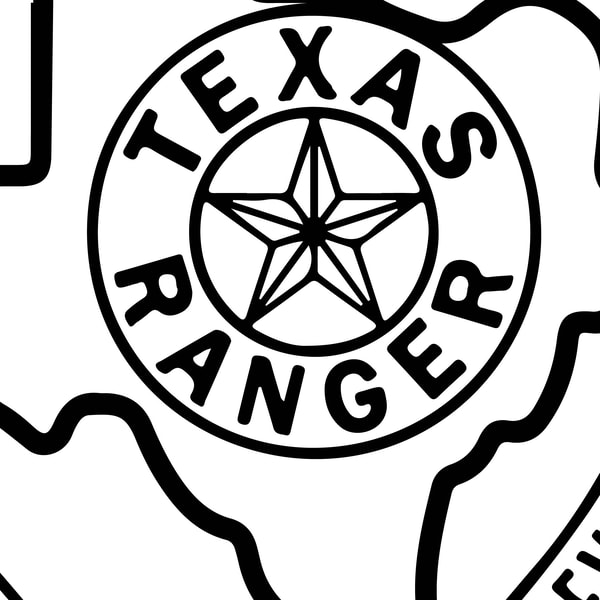 Texas Rangers Patch Black white vector outline or line art f - Inspire ...