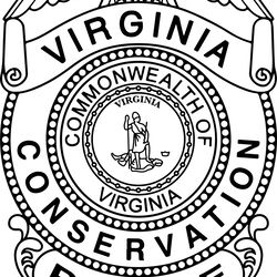 virginia conservation police badge black white vector outline or line art file for cnc laser cutting, wood, metal engrav