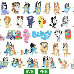 bluey and bingo svg, bluey family svg, bluey adventures svg png