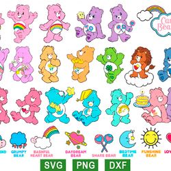 care bears svg, funshine bear svg, grumpy bear svg, birthday bear svg png